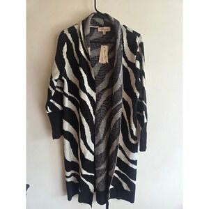 Philosophy Republic Clothing Zebra Print Long Cardigan Viscose Blend  M